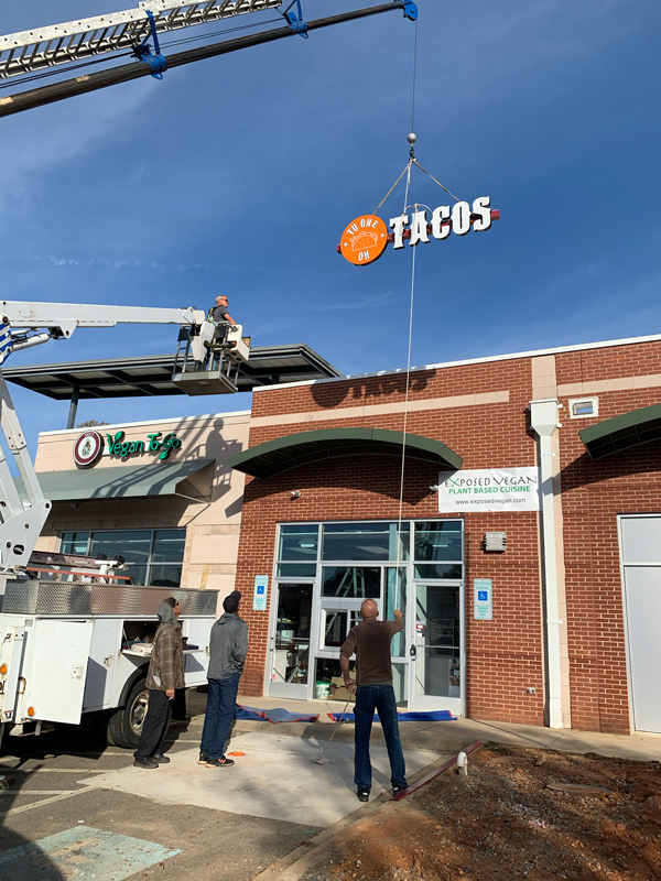 Tacos Channel Letters Installation by QC Signs Charlotte