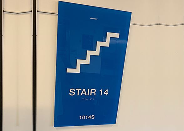 ADA compliant wayfinding signage for Stairs
