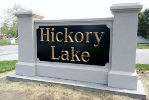 Hickoey lake outdoor monument sign