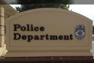 Outdoor monument sign for police department