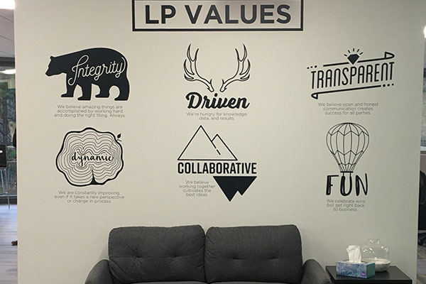Corporate lobby wall decoration in Charlotte, NC