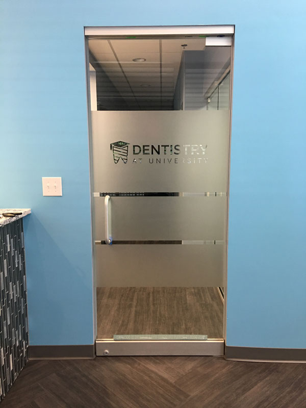 Office Glass Door Signs for Dentistry in Charlotte