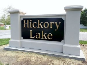 Golden Monument Signage for Hickory Lake in Charlotte, NC