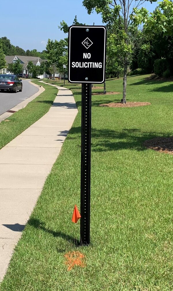 No Solicitating Yard Sign Installed by QC Signs & Graphics in Charlotte, NC