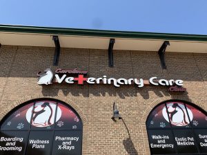 Outdoor Channel Letters storefront for Vet Care in Charlotte, NC