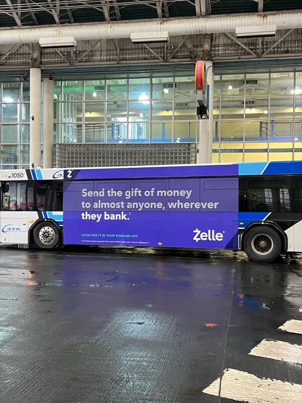Bus wrap for Zelle by QC Signs & Graphics in Charlotte, NC