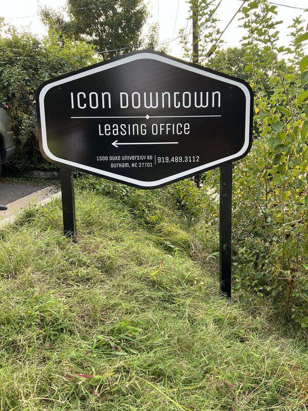 Custom post & panel sign for Icon apartment by QC Signs & Graphics