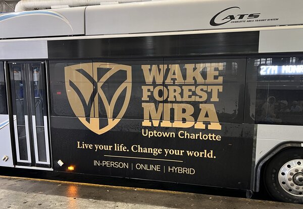 Wake Forest MBA bus wrap in Charlotte, NC by QC Signs & Graphics