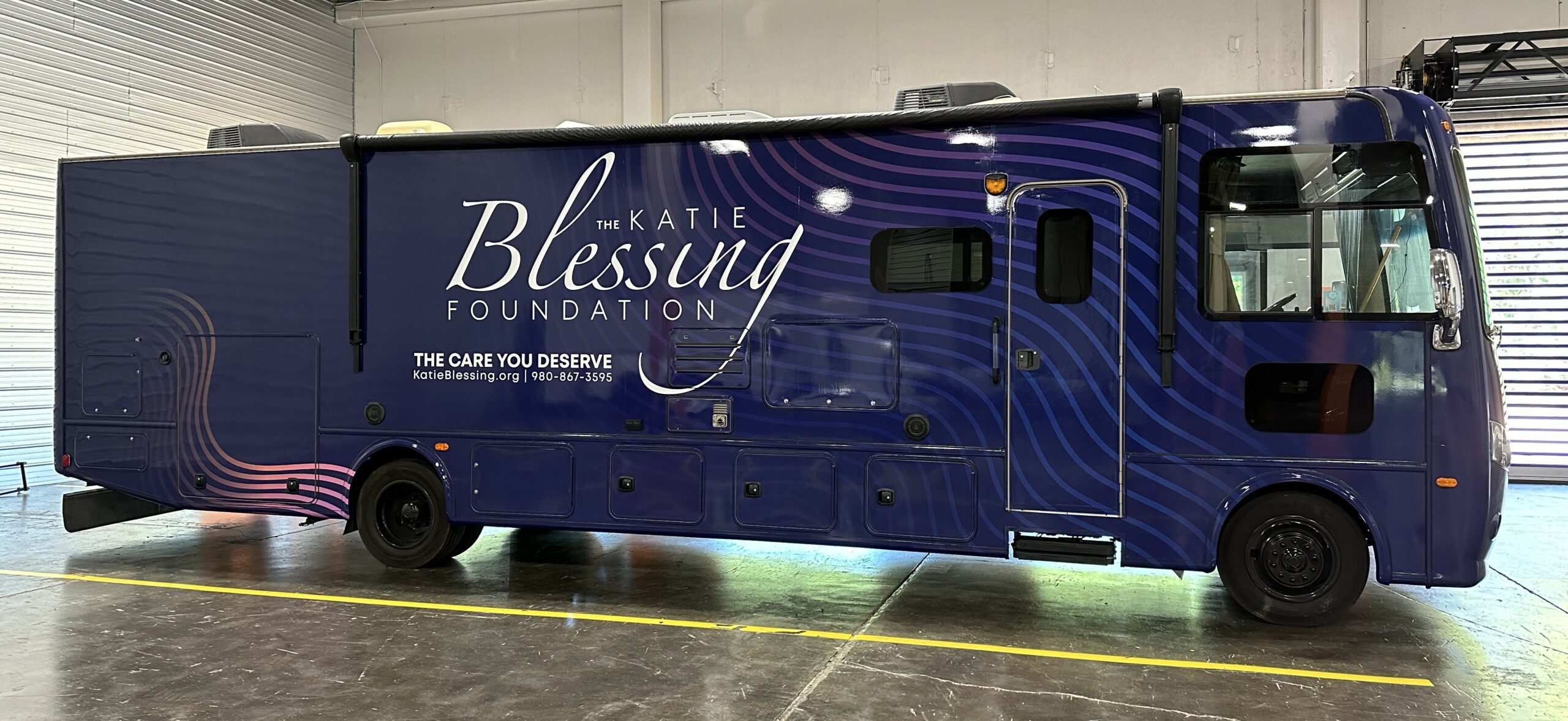 The katie blessing advertisement full bus wrap in Charlotte, NC